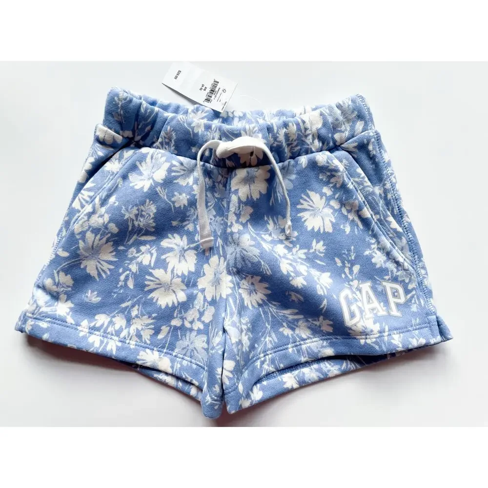 NWT Gap Girl's Blue Floral Sweat Shorts Size XS 4/5